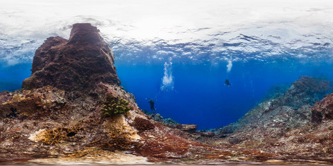 Divers on wall in vanuatu