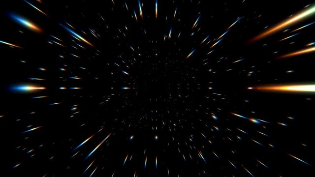 Hyperjump. Flying Through Space Of Colourful Stars. 4K Animated Background Loop