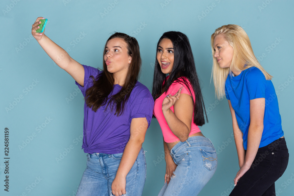 Wall mural three teenage female friends