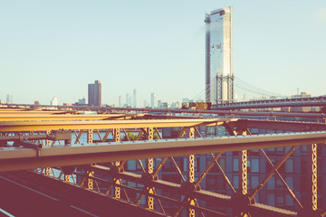 Fototapeta na wymiar Vintage Color View of Manhattan City Skyline at Sunrise, New York City, New York, USA