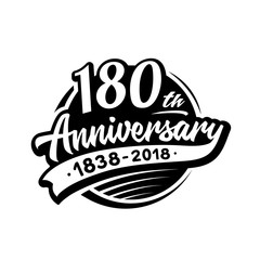 Obraz premium 180 years anniversary design template. Vector and illustration. 180th logo. 