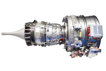 Two-circuit turbofan engine for aircraft isolated - obrazy, fototapety, plakaty