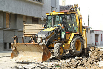 Backhoe Loader Digger at Street