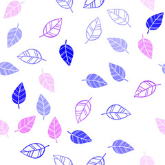 Light Pink, Blue vector seamless elegant background with leaves.