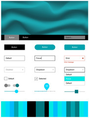 Light BLUE vector Material Design Kit with liquid shapes.