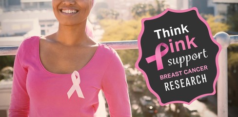 Composite image of breast cancer awareness message