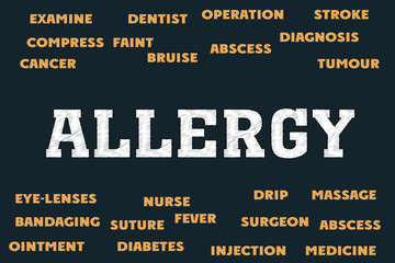 allergy words and tags cloud