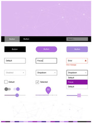 Light Purple, Pink vector ui ux kit in triangular style with circles.