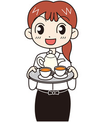 カフェ女性店員