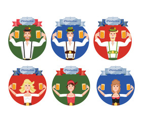 group of german people with beer oktoberfest celebration