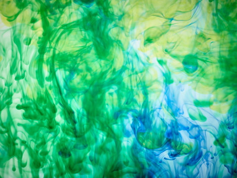 Green and blue inks