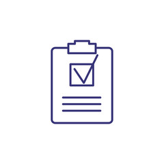 Checklist line icon. Checkbox, check, tick, clipboard. Office supply concept. Can be used for topics like making list, paperwork, questionnaire