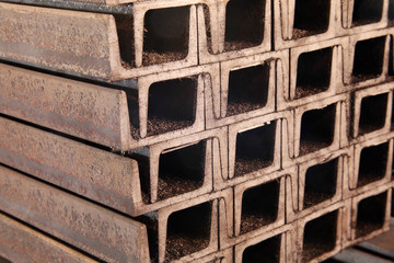 steel profiles in the factory