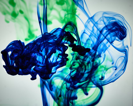 Green and blue inks