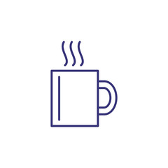 Hot mug line icon. Tea, coffee, steam. Office concept. Can be used for topics like hot coffee break, coffee shop, lunch room, cafe