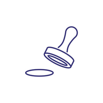 recommend clip art: Rubber stamp line icon. Seal, contract, license, document. Office concept. Can be used for topics like business, dealing, approval, paperwork