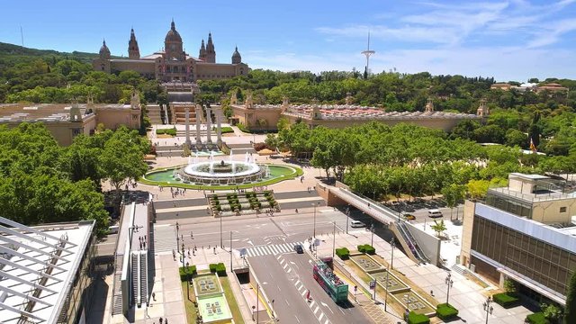 Magic Fountain, Montjuic castle, day time, Barcelona, Spain