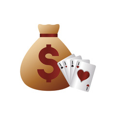 casino poker money bag suits cards