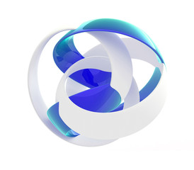 3d abstract shape blue accents