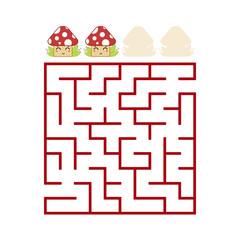 A colored square labyrinth with an entrance and an exit. Difficulty level. Lovely toon. Simple flat vector illustration isolated on white background.