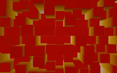 Fototapeta na wymiar Abstract red elegant cube geometric background. Chaotically advanced rectangular bars. 3D Rendering, 3D illustration