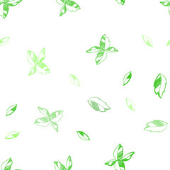 Naklejka na ściany i meble Light Green vector seamless natural backdrop with leaves.
