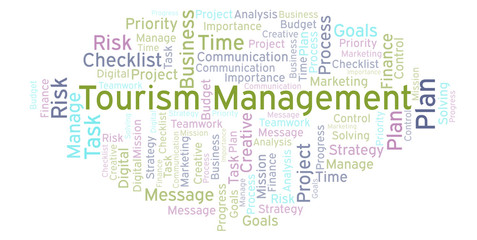 Fototapeta premium Tourism Management word cloud, made with text only.