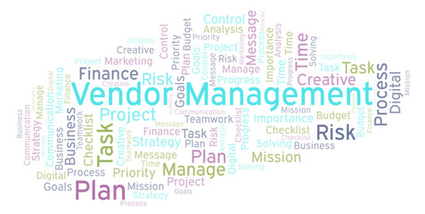 Vendor Management word cloud, made with text only.