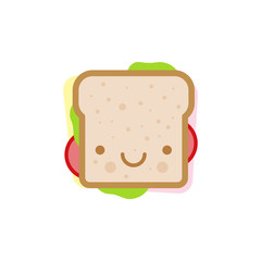 Smiley sandwich. Vector illustration, flat design
