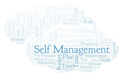 Fototapeta na wymiar Self Management word cloud, made with text only.