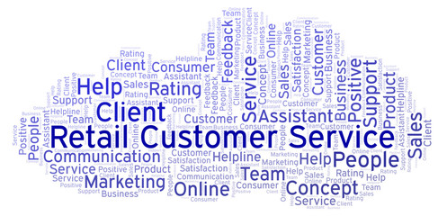 Obraz premium Retail Customer Service word cloud.