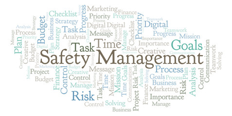 Fototapeta na wymiar Safety Management word cloud, made with text only.