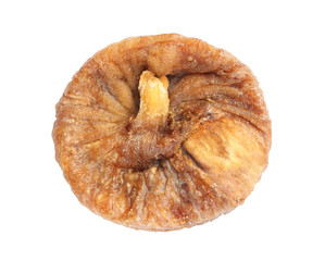 Delicious dried fig on white background, top view. Organic snack