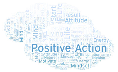 Obraz premium Positive Action word cloud, made with text only.