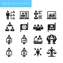 business management and office concept icons