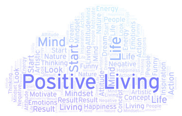 Obraz premium Positive Living word cloud, made with text only.