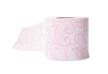 Color toilet paper roll on white background