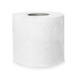 Color toilet paper roll on white background