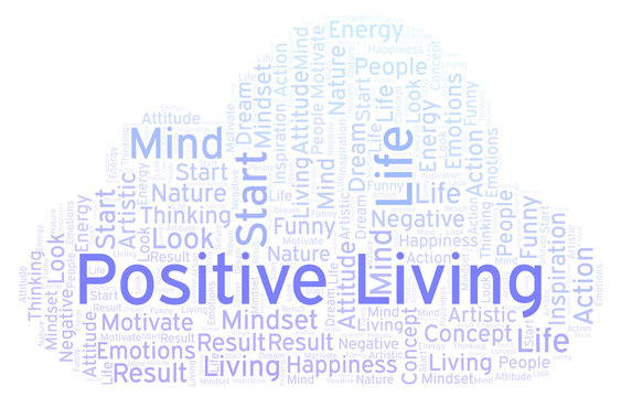 Positive Living word cloud, made with text only.