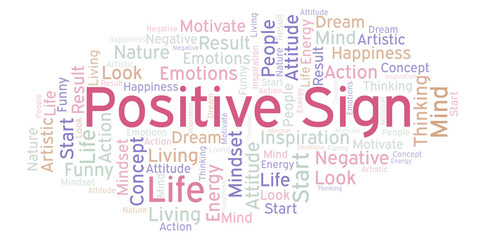 Fototapeta premium Positive Sign word cloud, made with text only.