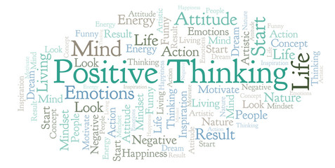 Fototapeta na wymiar Positive Thinking word cloud, made with text only.