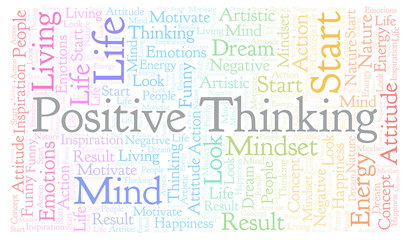 Positive Thinking word cloud, made with text only.