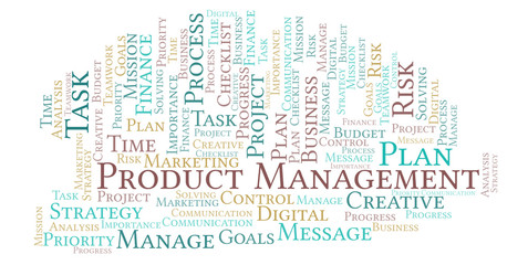 Product Management word cloud, made with text only.