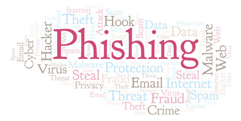 Obraz premium Phishing word cloud.