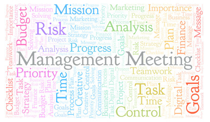 Fototapeta premium Management Meeting word cloud, made with text only.