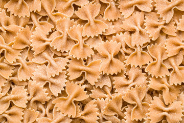 Wholewheat farfalle pasta. Tasty italian pasta.