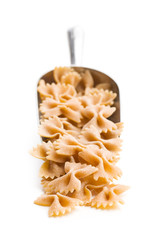Wholewheat farfalle pasta. Tasty italian pasta.