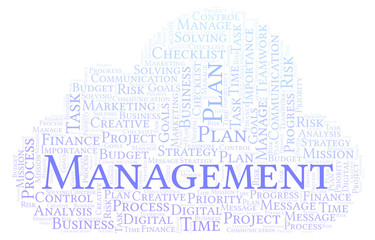 Obraz premium Management word cloud, made with text only.