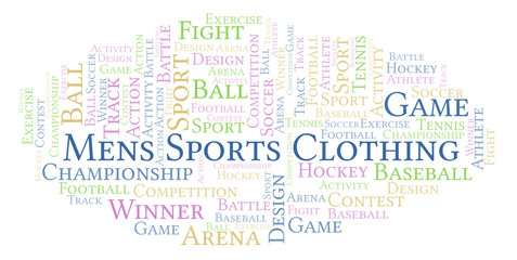 Mens Sports Clothing word cloud.