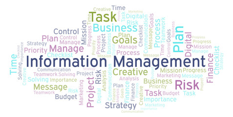 Fototapeta premium Information Management word cloud, made with text only.